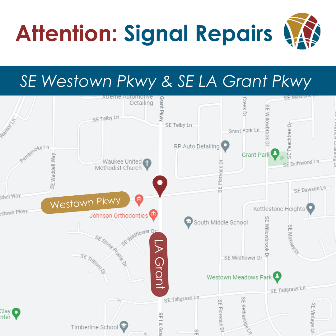 Map of LA Grant Parkway and Westown Parkway in Waukee