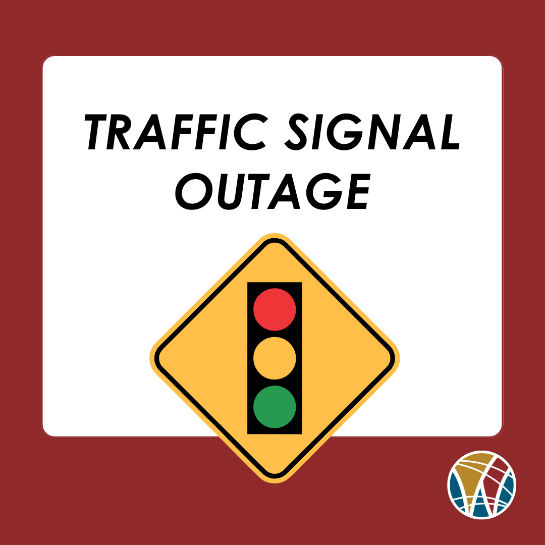 drawing of traffic signal and words Traffic Signal Outage