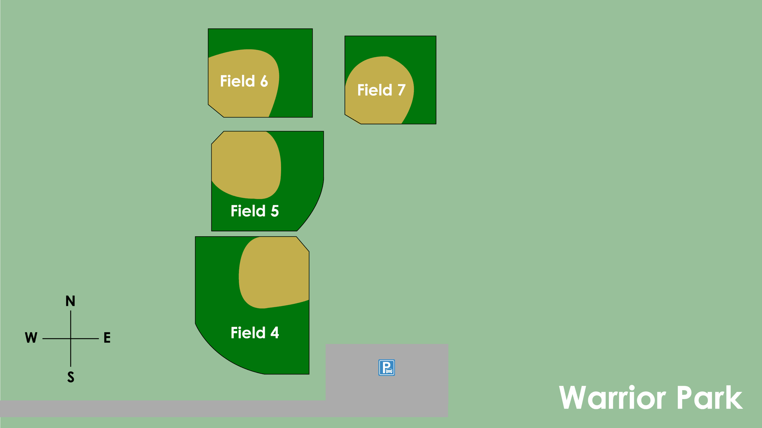 Map of Warrior Park Ball Fields